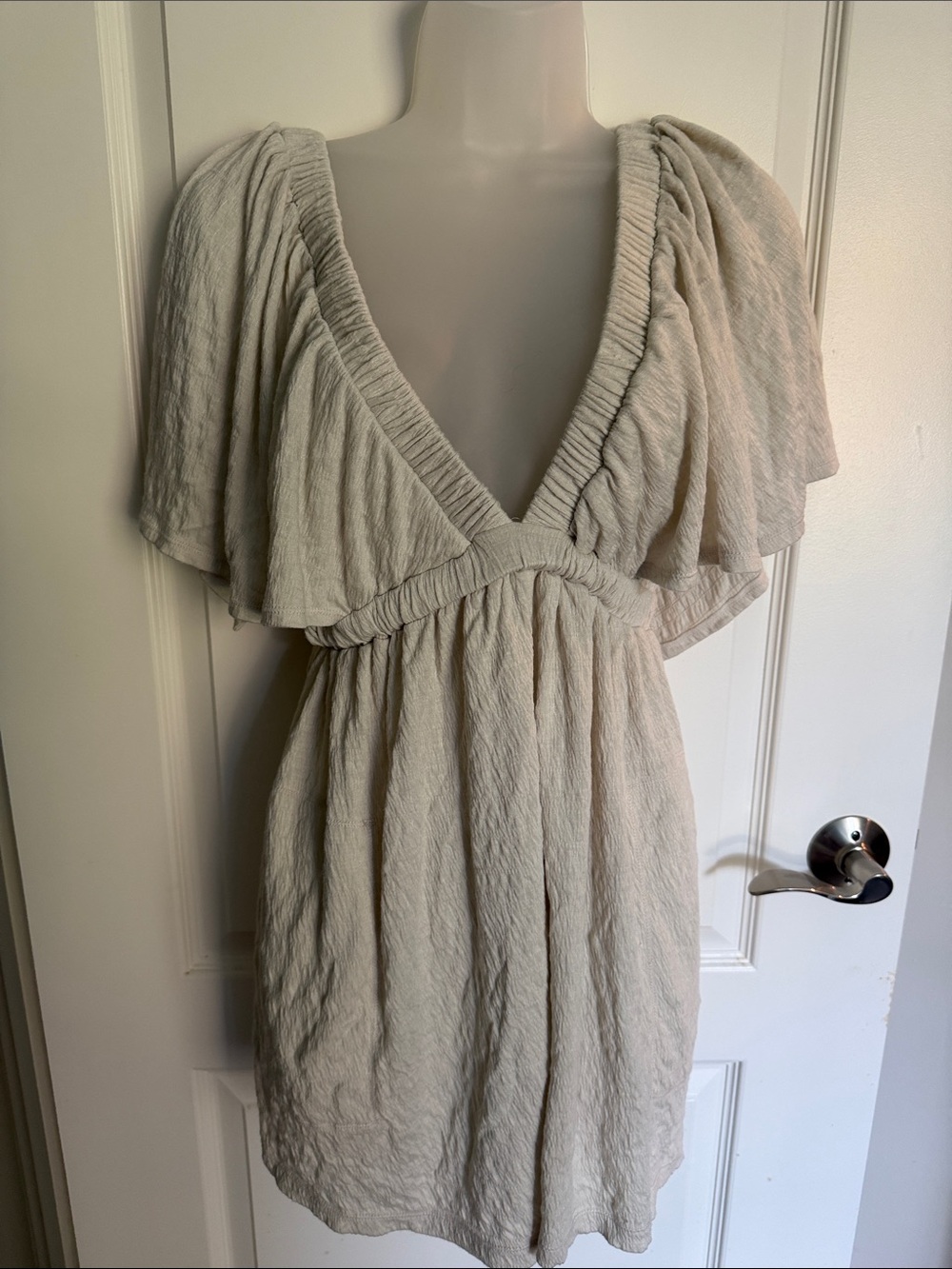 FP Beach Flutter Sleeve Romper in Cream size S